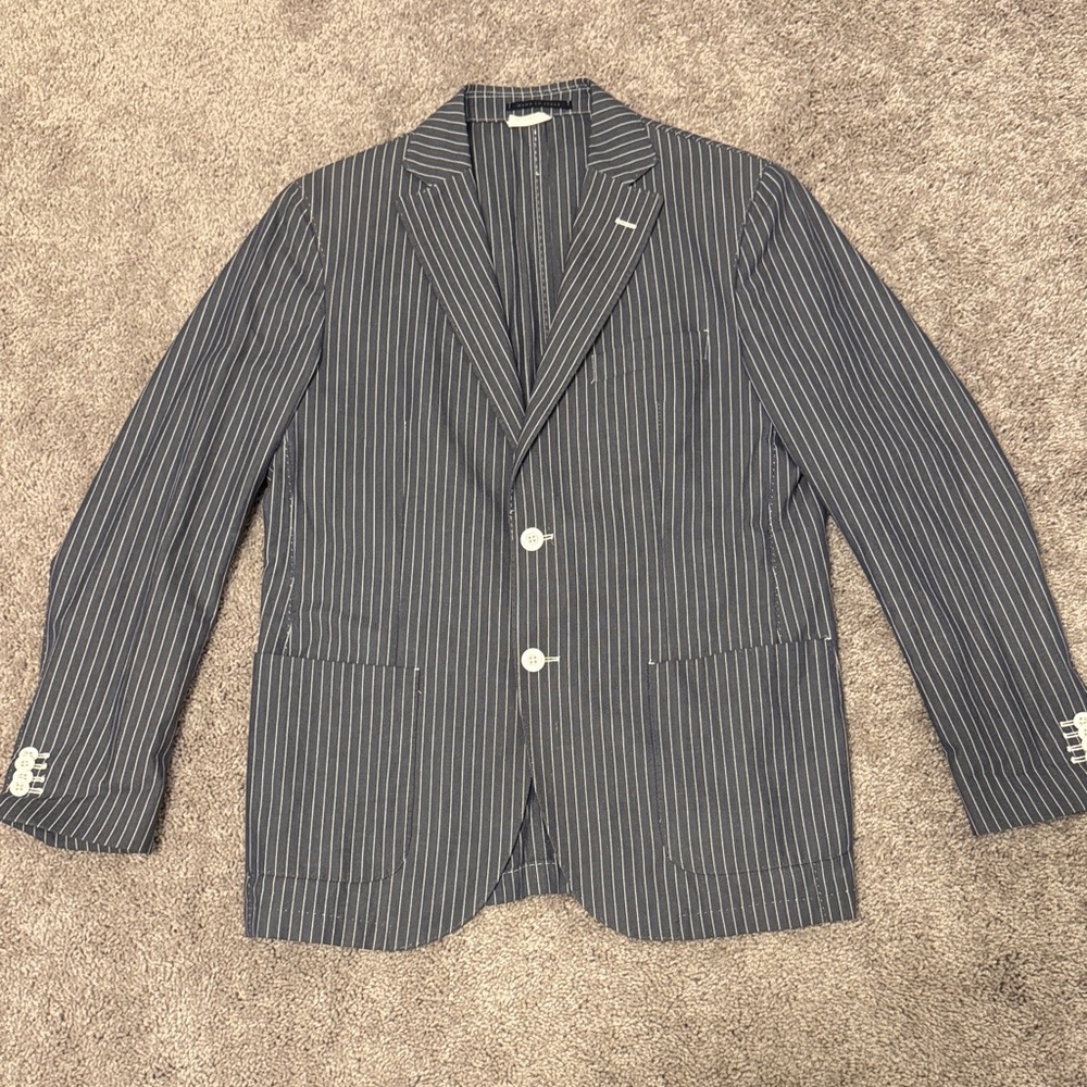 Luigi Bianchi Mantova Men's Navy Pinstripe Sport Coat Blazer